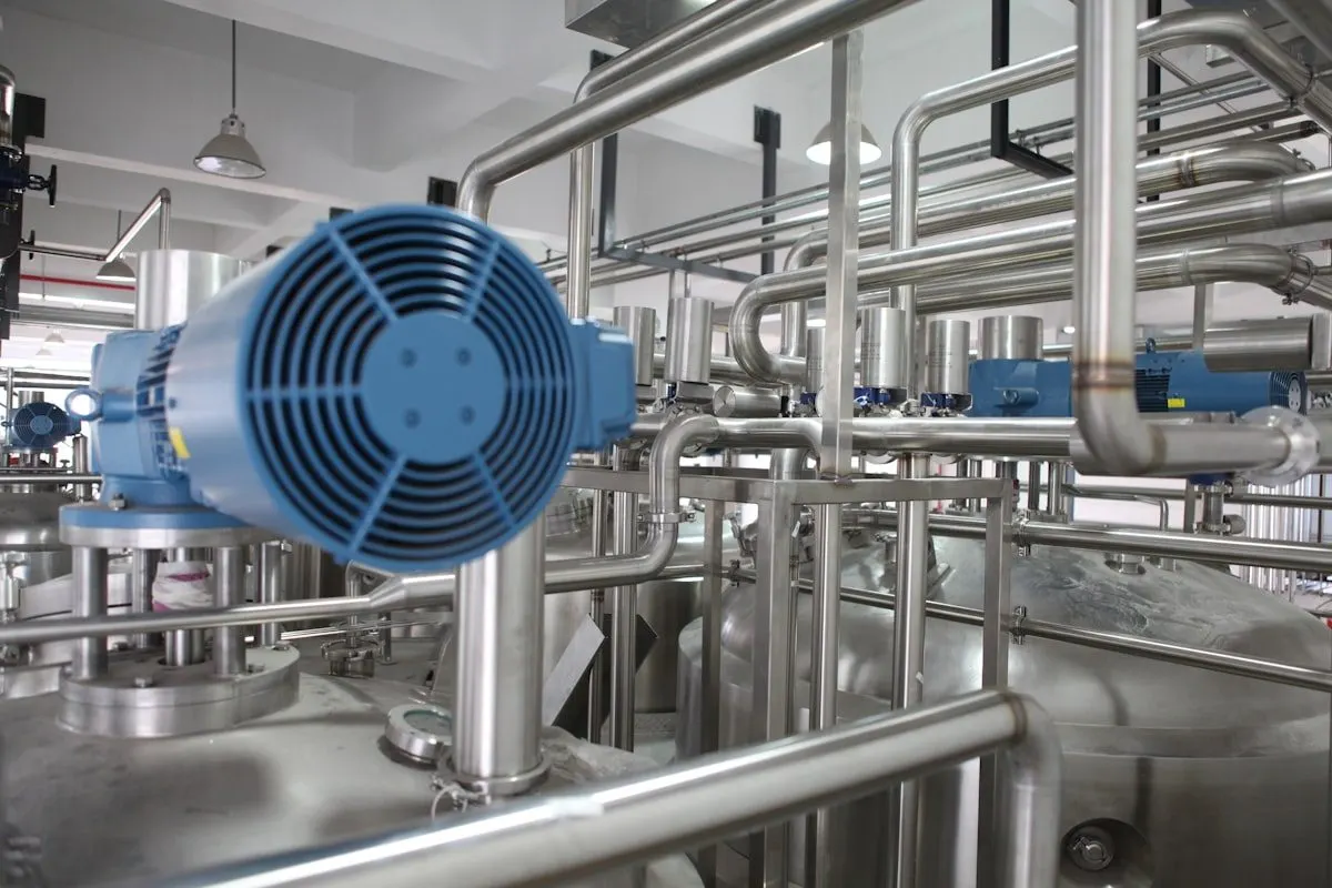 Industrial plant pump and stainless steel piping