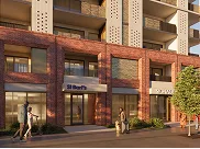 Mixed-use building with retail at street level